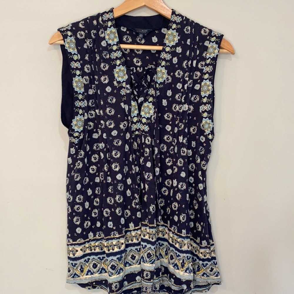 LUCKY BRAND Blue Lightweight Tunic Blouse Size XS